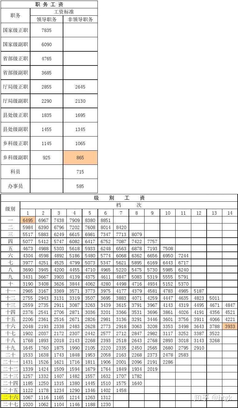 技术类公务员职级级别概览