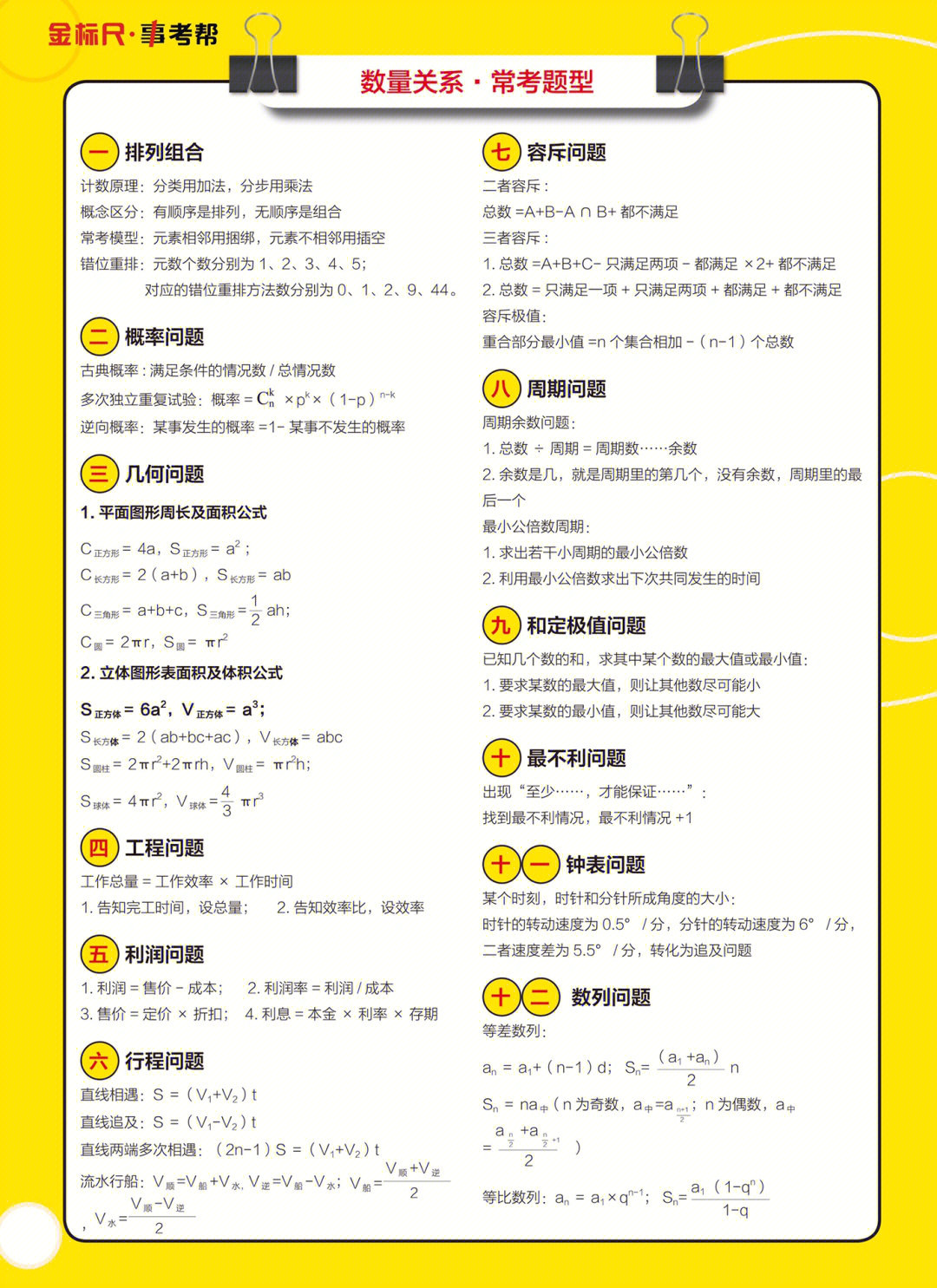 行测资料公式汇总表，全面解析，一目了然