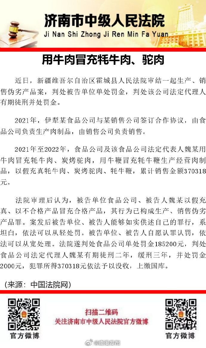 3人用鸡肉冒充牛肉干售卖被判刑